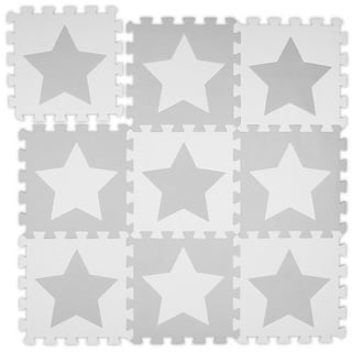 relaxdays Spielmatte Puzzlematte Sterne hellgrau (Set, 9-St., Puzzlematte aus 9 Puzzleteilen) grau