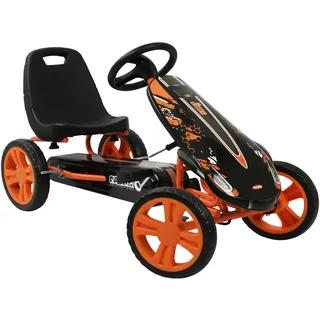 hauck Go-Kart Speedster für Kinder ab 4 Jahren bis 50 kg Köpergröße 90-110 cm, Tretauto mit Handbremse, verstellbarem Sitz, Vor- und Rückwärtsgang, Pedalantrieb, EVA Rreifen (Orange)