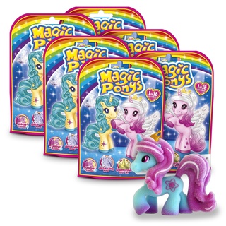 CRAZE Magic PONYS 6er Set | 6X Ponys Figuren, Wunderschöne Ponys Spielzeug zu Sammeln, mit Tattoos & Zubehör