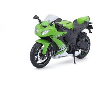 Bauer Spielwaren 2049757 Maisto Kawasaki Ninja ZX-10R: Originalgetreues Motorradmodel, Maßstab 1:12, mit Federung und ausklappbarem Seitenständer, grün (531187), Mittel