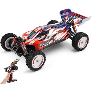 WLtoys 124008 Ferngesteuertes Auto, 2000 mAh Akku-Upgrade 1/12 RC Geländewagen 4WD 60 km/h RC High Speed ​​Offroad Drift 45 Min Fahrspaß 1 Ak... - Rot