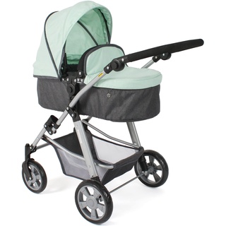 Bayer Chic 2000 - Puppenwagen Nele, 2-in-1 Kombipuppenwagen für Kinder von 3 bis 8 Jahren, Puppenkinderwagen mit umwandelbarer Babywanne, Kinderwagen für Puppen bis 50 cm Größe, Melange Mint