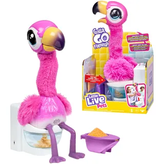 Little Live Pets Flamingo The Poop, Interaktiver Flamingo, der den Hals bewegt und wiederholt, was Sie Sagen, isst und bittet IR zum W.C, trocknet und wiederholt, berühmt, (LPG00000)