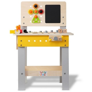 Baby Vivo Spielwerkbank »höhenverstellbare Spielwerkbank aus Holz - Bob mit Tafel und 39 Teilen Zubehör«
