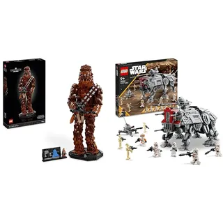 LEGO Star Wars Chewbacca, Wookie-Figur zum Sammeln, Bogenspanner & Star Wars at-TE Walker, Bewegliches Spielzeugmodell, Set mit Minifiguren