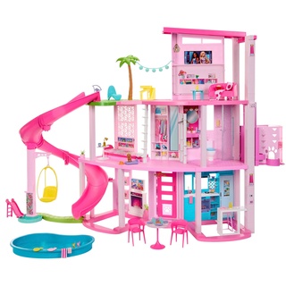 Puppenhaus BARBIE "Traumvilla" Puppenhäuser bunt Kinder Altersempfehlung mit 3 Etagen, Licht- und Soundeffekt, Wendelrutsche, Balkon Pool