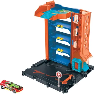 Hot Wheels Let's Race Netflix HDR28 - City Downtown Parkhaus Spielset, mit 1 Auto, mit Anderen Sets verbindbar, Autorennbahn Geschenk für Kinder ab 4 Jahren