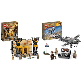 LEGO 77013 Indiana Jones Flucht aus dem Grabmal Konstruktionsspielzeug & 77012 Indiana Jones Flucht vor dem Jagdflugzeug Action-Set