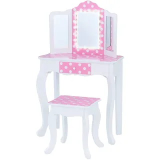 Fantasy Fields Kinder Schminktisch mit Spiegel und Hocker Mit Lichtern Rosa TD-11670FL