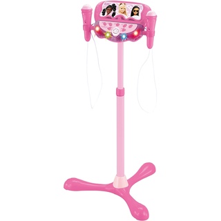 LEXIBOOK S160BB Barbie, Leuchtlautsprecher auf Ständer für Kinder, Musikspiel, höhenverstellbar, Lichteffekte, 2 Mikrofone inklusive, MP3-Anschluss, Aux-in-Anschluss, Pink