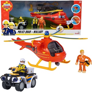 Feuerwehrmann Sam Sam Set, Wallaby Helicopter und Police Quad + Figuren