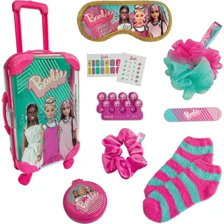 Sinco Creations Barbie Übernachtungs-Set mit Trolley-Tragetasche und Barbie-Zubehör, Fantasiespiel, Rollenspiel, Kinderspielzeug, ab 3 Jahren