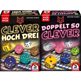 Schmidt Spiele 49384 Clever hoch DREI, Würfelspiel aus der Serie Klein & Fein & 49357 Doppelt so clever, Würfelspiel aus der Serie Klein & Fein, bunt