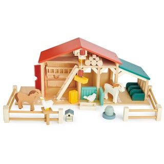 Tender Leaf Toys Bauernhof-Set aus Holz – komplett mit Hofzaun-Tieren und viel Zubehör – fantasievolles Spielen für Kinder ab 3 Jahren