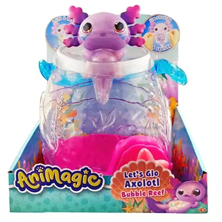 Animagic Let's Glo Axolotl Aquarium, Interaktives Spielzeug für Kinder ab 4 Jahren, Zum Tragen des elektronischen und beleuchteten Haustieres, Inklusive Aquarium und einem Lila Axolotl
