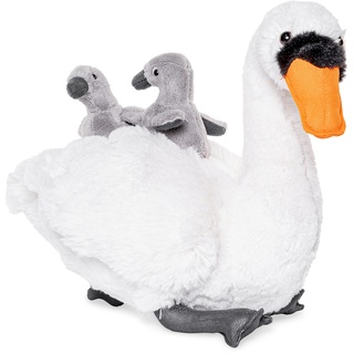 Uni-Toys - Schwan mit Babys - 24 cm (Höhe) - Plüsch-Vogel - Plüschtier, Kuscheltier