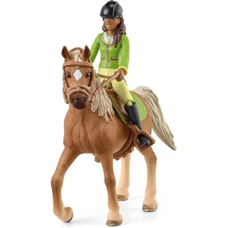 schleich HORSE CLUB 42542 Sarah und Mystery - Pferde Spielzeug Set mit Abnehmbarem Sattel und Zaumzeug Pferd und Abnehmbare Mädchenfigur - Bauernhof Spielzeug für Jungen und Mädchen ab 5