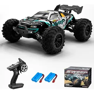 Teeggi RC-Auto Ferngesteuertes Auto 70km/h, 1:16 Bürstenloser Motor, 1:16 Kohlebürste Motor 4WD Off Road Race Buggy Erwachsene 2 Batterien blau