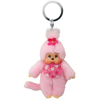 Monchhichi Plüschfigur Kirschblüten-Mädchen 10 cm Monchhichi Sekiguchi Schlüssel-Anhänger bunt