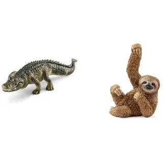 SCHLEICH 14727 Alligator, für Kinder ab 3+ Jahren, WILD Life - Spielfigur & 14793 Faultier, für Kinder ab 3+ Jahren, WILD Life - Spielfigur