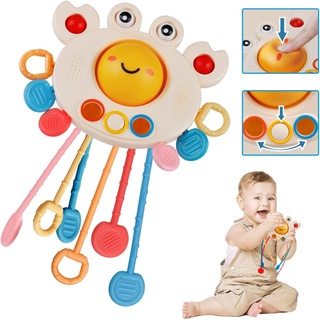 Jiosdo Montessori Spielzeug Baby, Silikon Zugschnur Zahn Spielzeug, Krabbe Sensorik Spielzeug Baby Spielzeug, Baby Motorikspielzeug Feinmotorik Aktivitäts Reise Spielzeug
