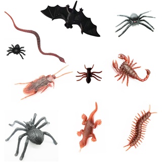 FLEAGE 108 PCS Realistische Bugs Kunststoff Fake Bug Streich Requisiten Insekten,kakerlaken spinne Skorpione und Tausendfüßler Schlange Spielzeug,Prank Scherzartikel für Halloween Dekoration