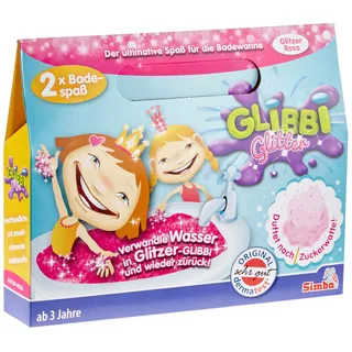 Simba 105954684 - Glibbi Glitter Pink, 2 Badepackungen, Verwandelt Wasser in dicke, bunte Gelmasse, Kinderbadespielzeug, Badewannenspielzeug für Jungen & Mädchen, ab 3 Jahren