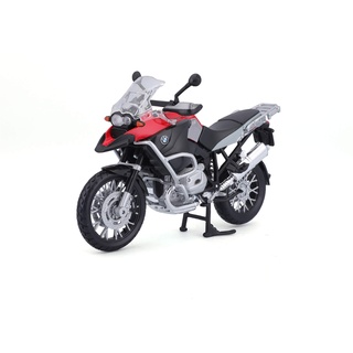 Bauer Spielwaren 2049753 Maisto BMW R 1200 GS: Originalgetreues Motorradmodell, Maßstab 1:12, mit Hinterradfederung und beweglichem Seitenständer, schwarz-rot (531157), Mittel