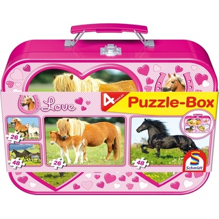 Pferde - Puzzle-Box 2 x 26 2 x 48 Teile im Metallkoffer