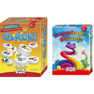 Amigo 02765 - Clack!, 17,1 x 12,8 x 5,6cm & Spiele 9920 - Regenbogenschlange