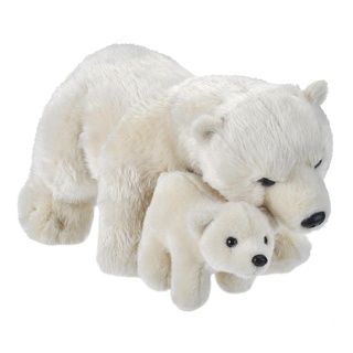 Wild Republic Mom and Baby Eisbär, Großes Kuscheltier, 38 cm, Geschenkidee für Kinder, Kuscheltier mit Baby, Riesen-Stofftier aus recycelten Wasserflaschen