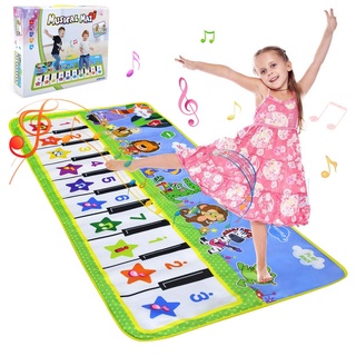 NewStyle Musikmatte Kinder, Klaviermatte Tanzmatte mit 8 Instrumenten für Babies Jungen Mädchen, Lernspielzeug ab 1 2 3 Jahr, Geschenke zum Geburtstag (135x59 cm)