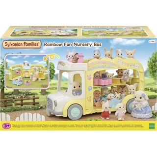 Sylvanian Families 5744 - Rainbow Fun Nursery Bus, Erlebniskindergarten Bus, Puppen-Spielset