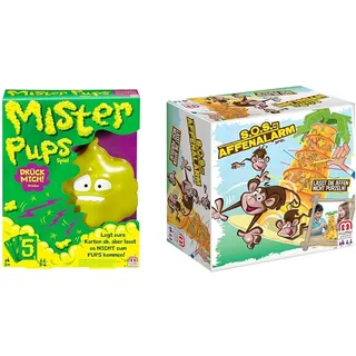 Mattel Games Mister Pups, lustiges Kartenspiel für Kinder und die Familie & SOS Affenalarm Spiel, Würfelspiel für die Familie, Kinderspiele