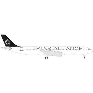 herpa Modellflugzeug Lufthansa Airbus A340-300 Star Alliance - D-AIGW Gladbeck, Miniatur im Maßstab 1:500, Sammlerstück, Modell ohne Standfuß, Metall