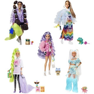 Barbie HHC58 - Extra-Set mit 5 Puppen, mit exklusiver Extra-Puppe, 70 modischen Teilen und Accessoires, 5 Tieren, extra langem Haar und beweglichen Gelenken, ab 3 Jahren