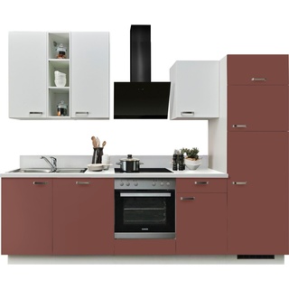 Express Küchen Küche Bari, Soft-Close-Funktion und Vollauszug, vormontiert, Breite 280 cm rot|weiß