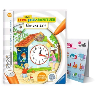 Ravensburger tiptoi Buch - Mein Lern-Spiel-Abenteuer | Uhr und Zeit + Kinder ABC Buchstaben Poster | 4-6 Jahre