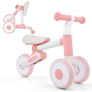 COSTWAY Laufrad Dreirad, klappbar & höhenverstellbar, für 12-36 Monate rosa