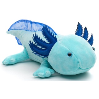 Uni-Toys - Axolotl (hellblau) - Leuchtet im Dunkeln (fluoreszierender Plüsch) - 32 cm (Länge) - Plüsch-Wassertier - Plüschtier, Kuscheltier
