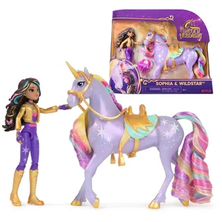 Unicorn Academy Sophia und Einhorn Wildstar Set - ca. 12 cm große Originalfiguren zur beliebten Netflix Serie mit zwei Accessoires und Haarbürste für fantasievolles Rollenspiel, für Kinder ab 4 Jahren