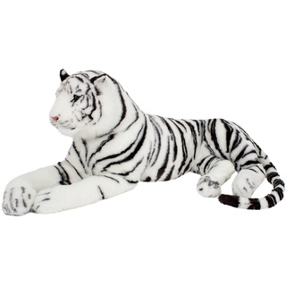 BRUBAKER Riesiges Tiger Kuscheltier in Lebensgröße - Gigantisch Groß Weiß 220 cm - König des Dschungels - Bonus Edition!