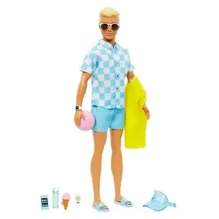 Barbie Puppe Strandtag Ken, ab 3 Jahre, mit Badehose und Strandzubehör, 30 cm