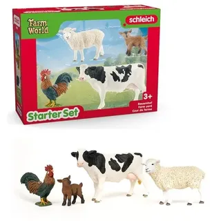 Schleich 42729 - Farm World, Bauernhof Starter Set, 4-teilig (Kuh/Schaf/Hahn/Zicklein)