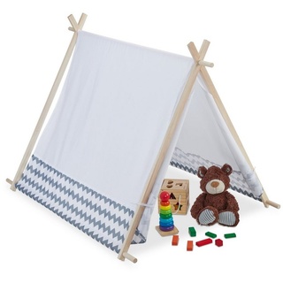relaxdays Spielzelt Tipi Zelt für Kinder braun|grau|weiß