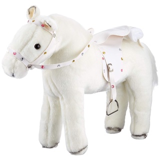 Götz 3401485 Weißer Blitz Pferde-Puppe - biegsames Plüschpferd mit Soundchip für Stehpuppen - für Kinder ab 3 Jahren