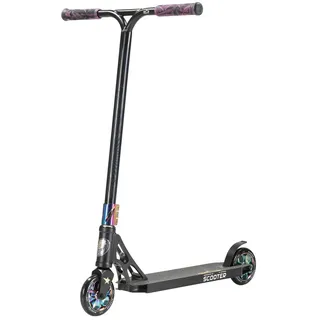 STAR SCOOTER Freestyle Aluminium Jump Stunt Scooter ab 7 - 8 Jahre, 120mm Professional Trick Roller, Schwarz Chrom - Schwarz