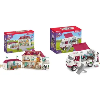 Schleich 42551 Horse Club Lakeside Pferdehof & 42439 Mobile Tierärztin mit Hannoveraner Fohlen , für Kinder ab 5-12 Jahren, Horse Club - Spielset