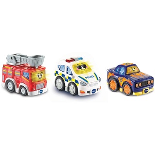 VTech Toot-Toot Drivers 3-teiliges Auto-Set mit Feuerwehrauto, Polizeiauto und Rennfahrer | Interaktives Kleinkindspielzeug für Rollenspiele, Lichter & Geräusche | Für Jungen & Mädchen ab 12 Monaten,