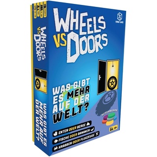Format Games 3163005 Wheels vs Doors, was gibt es mehr auf der Welt, spannendes Partyspiel ab 10 Jahren, kooperatives Schätzspiel für 2-12 Personen, deutsche Edition